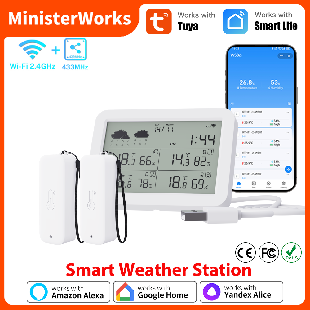 Wireless Weather Station Indoor Outdoor - Tuya WiFi Weather Station RF433 Wireless