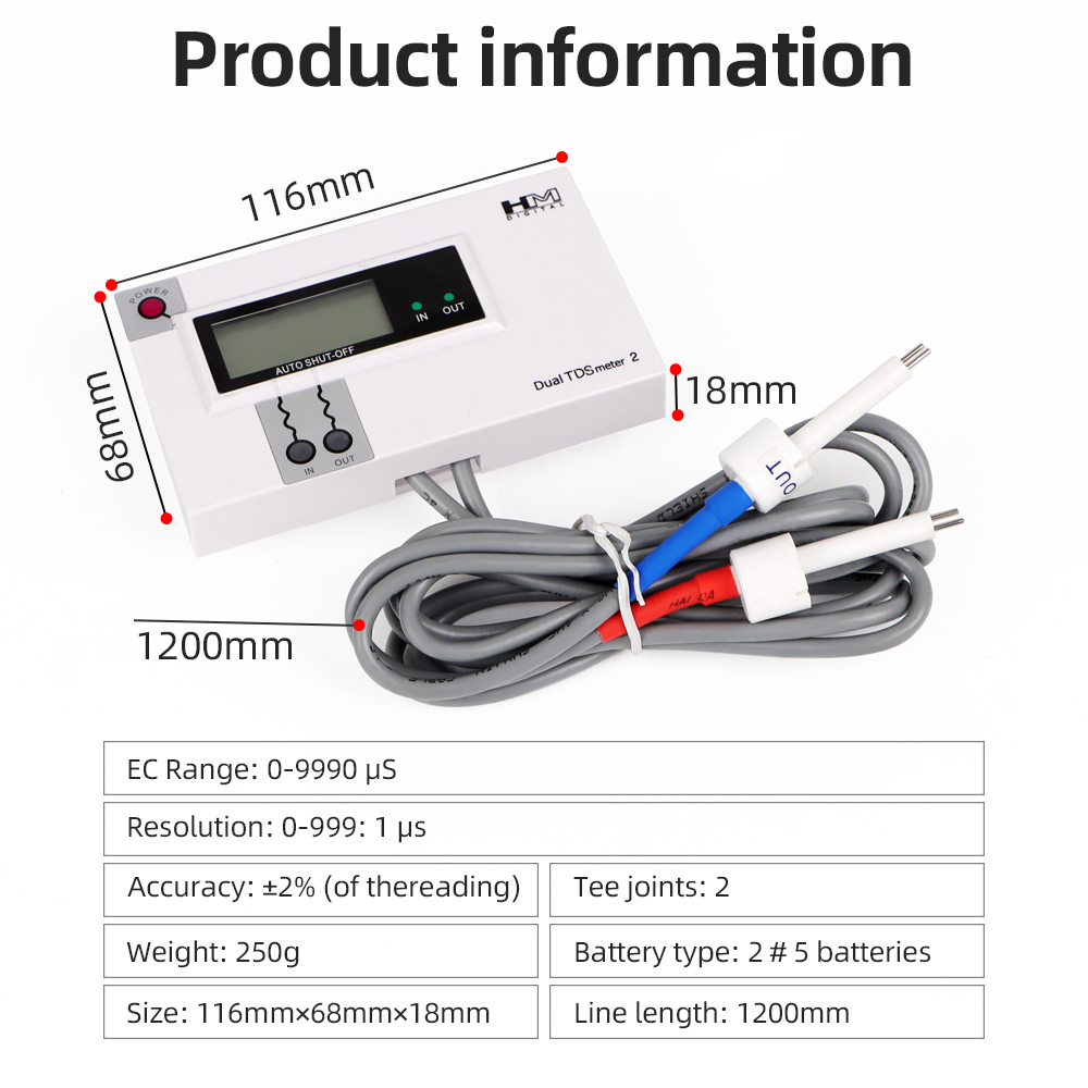 HM Dual Probe Water TDS Meter  - огляд і ціна Hydroponic Ec Tds Conductivity Meter Probe