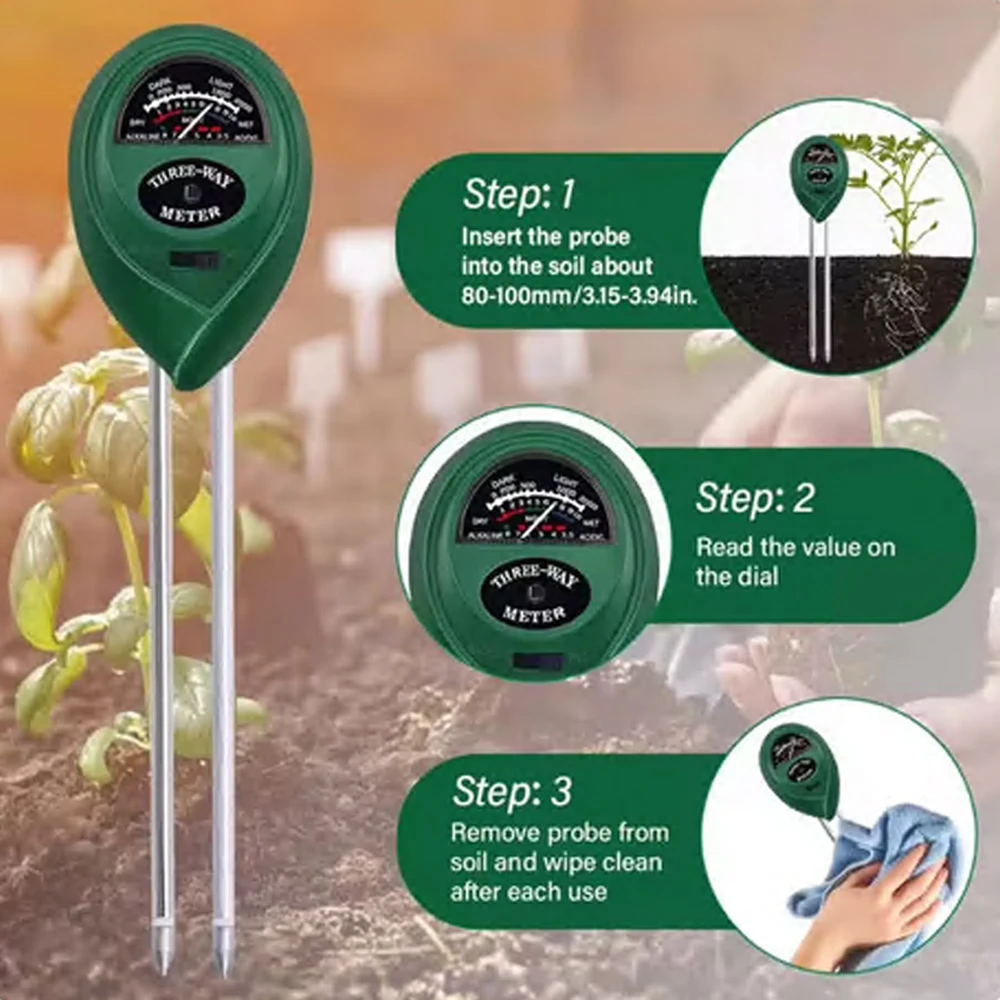 3 In1 Moisture Sunlight PH Met - огляд і ціна Soil Ph Meter 3 In 1 Moisture Sunlight
