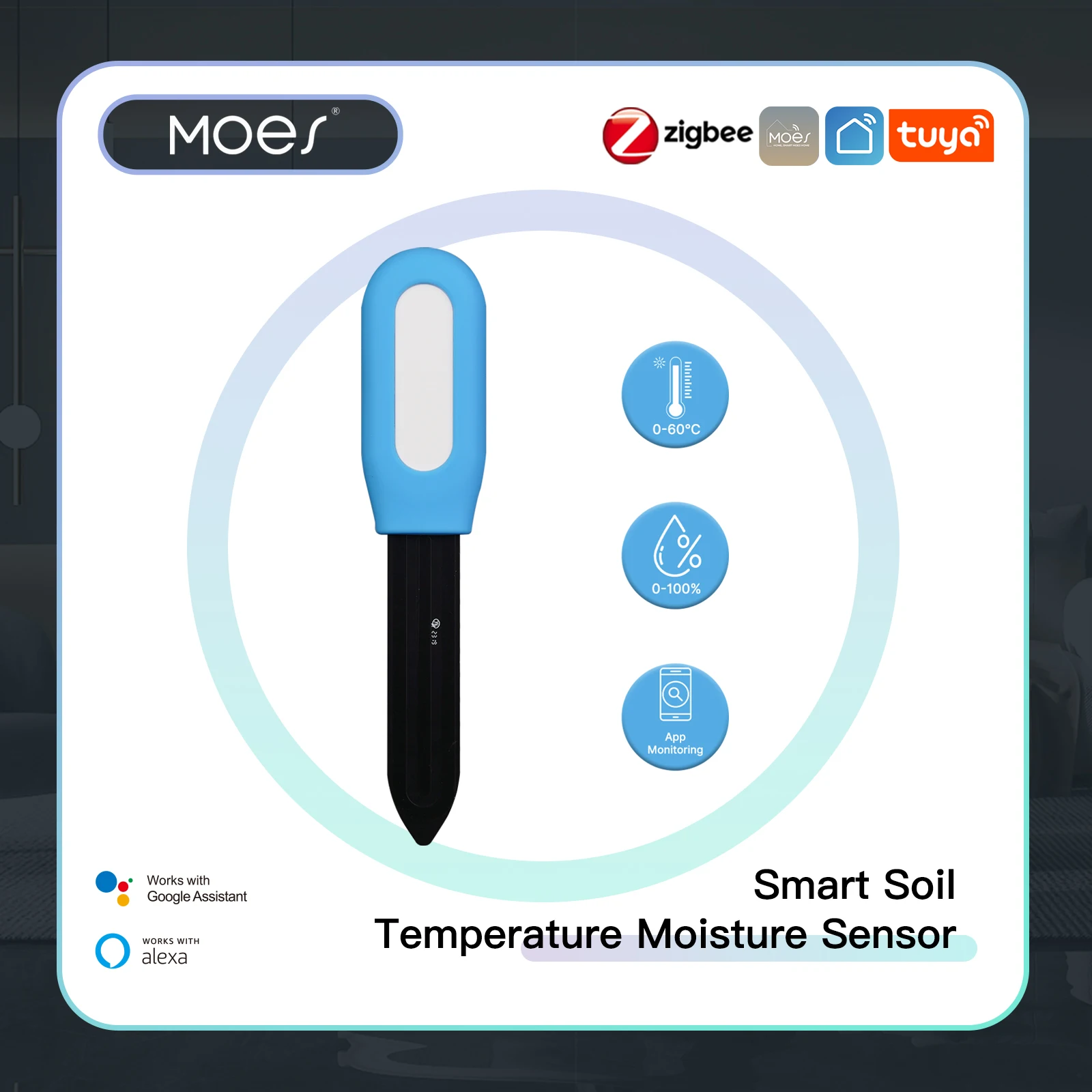 MOES Smart ZigBee Soil Tempera - огляд і ціна Smart Plant Sensor Soil Moisture Meter