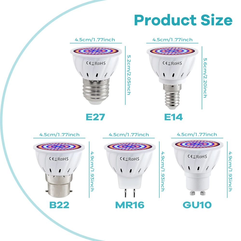 Grow Light E27 Full Spectrum L - огляд і ціна Plant Grow Light Full Spectrum Clip On