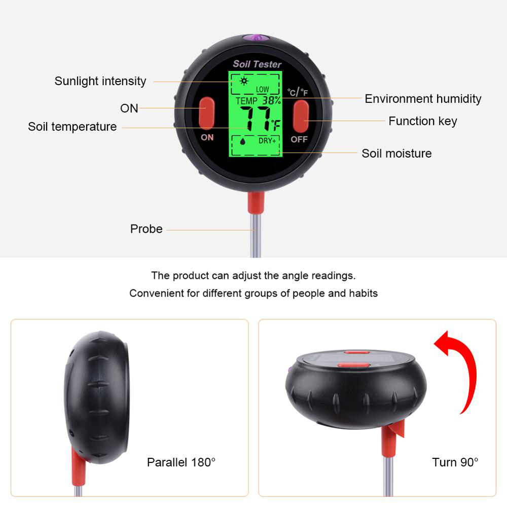 2/3/4/5 in 1 Soil PH Meter Soi - огляд і ціна Soil Ph Meter 3 In 1 Moisture Sunlight