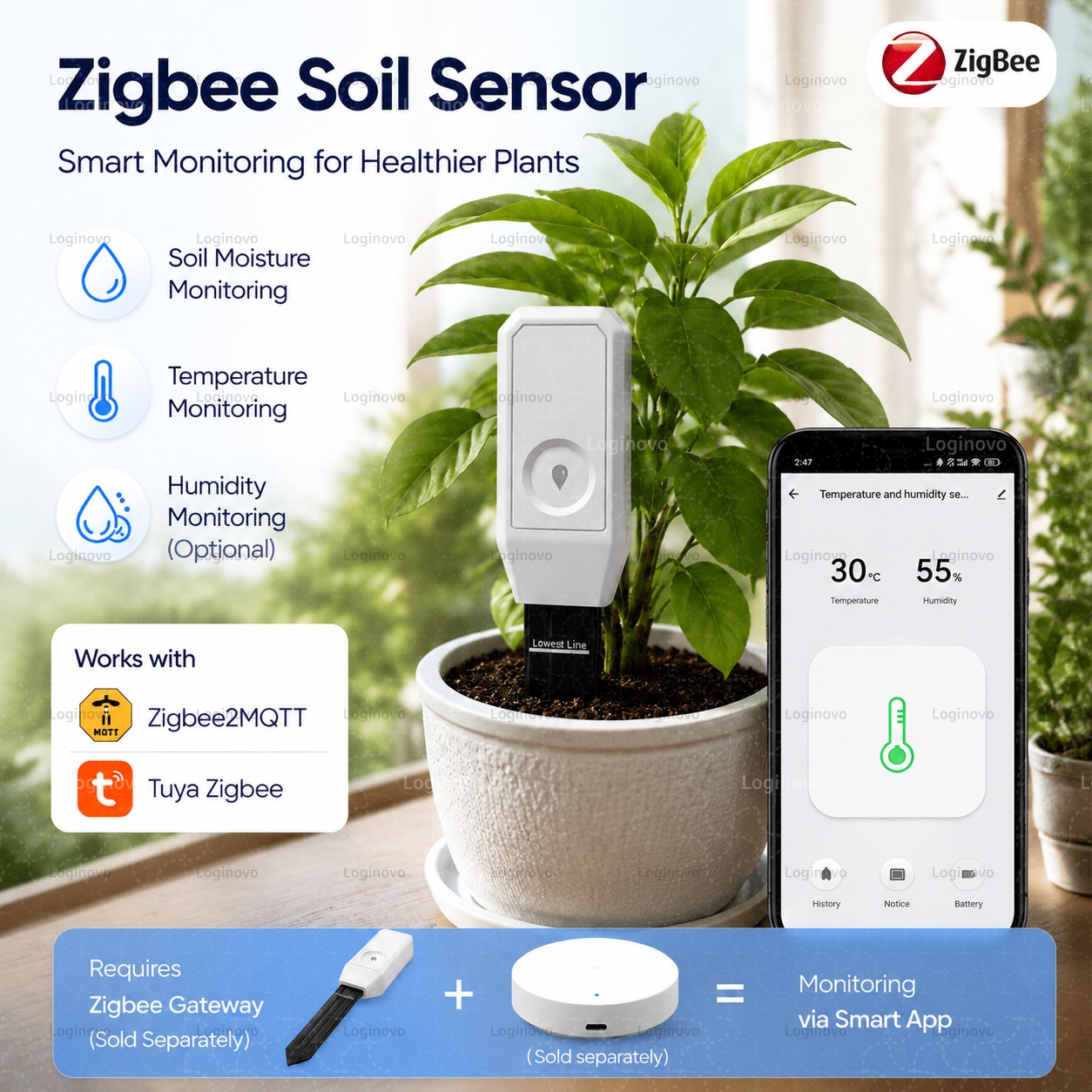 Tuya Zigbee Soil Moisture Test - огляд і ціна Smart Plant Sensor Soil Moisture Meter
