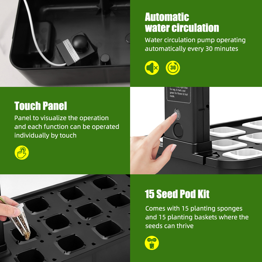 【Hot】15-Pods Indoor Hydroponic - огляд і ціна Indoor Herb Garden Grow Light Smart Kit
